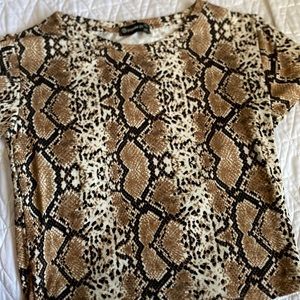 Tan,Cream,and brown snakeprint shirt